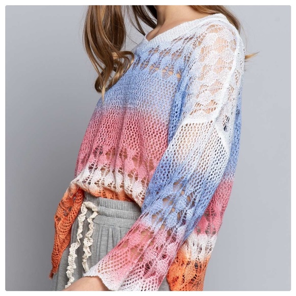 Hand Dyed Caribbean Blue Knit Pullover - Picture 3 of 12